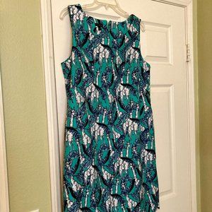 Talbots NWT Teal Printed Cotton Dress, size 12